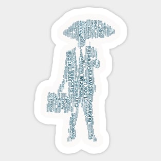 Businessman Work Silhouette Shape Text Word Cloud Sticker